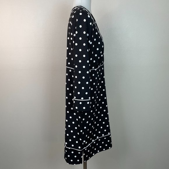 Lands' End Dress Small Black White Polka Dot Nylon Stretch Jersey Surplice Neck - Picture 6 of 12
